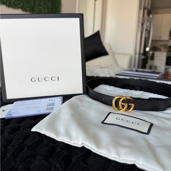 Gucci Accessories - Gucci Black Belt with Gold Buckle